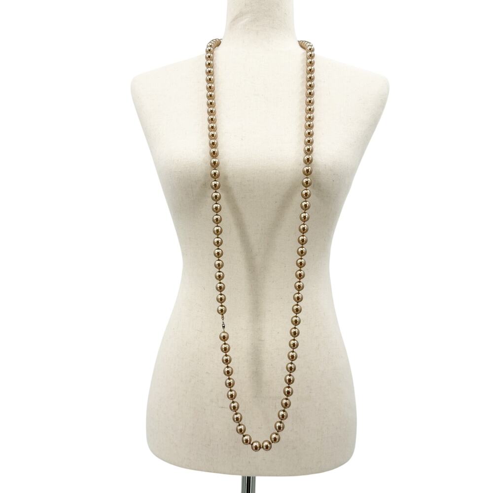 vintage long strand light bronze beads Beaded Necklace costume jewelry